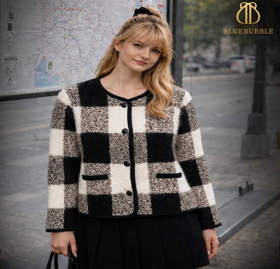 Check Wool Blend Cardigan from the Blue Bubble Winter 2026-27 collection