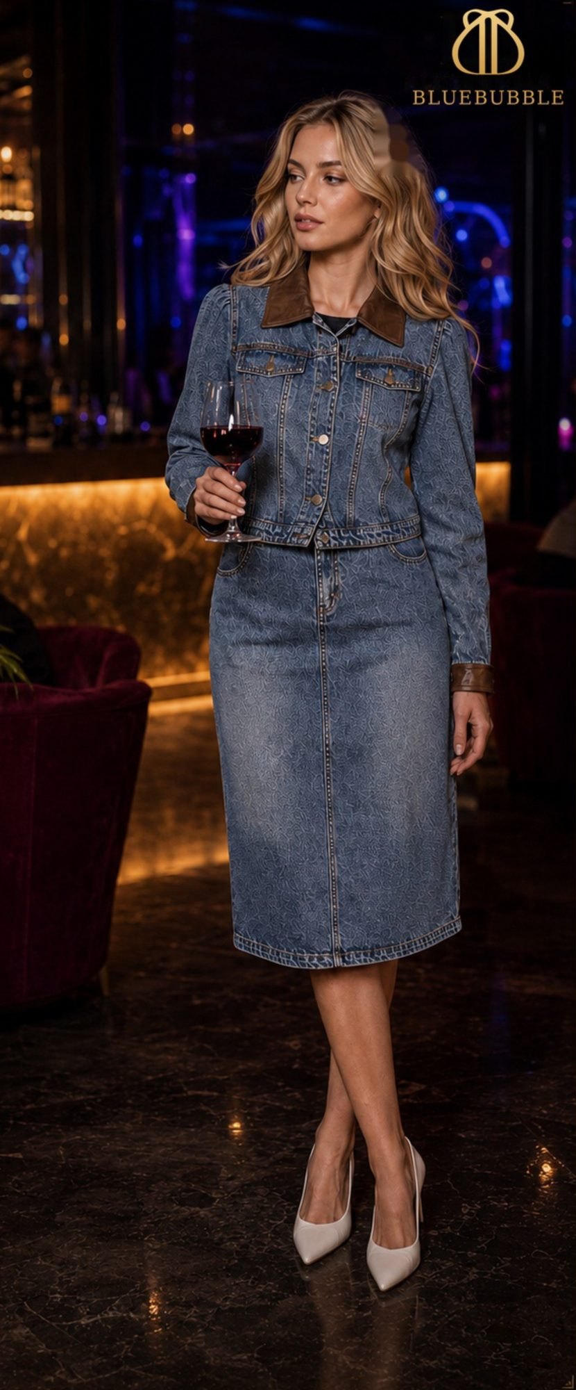 Denim Jacket Skirt Set from the Blue Bubble Winter 2026-27 collection