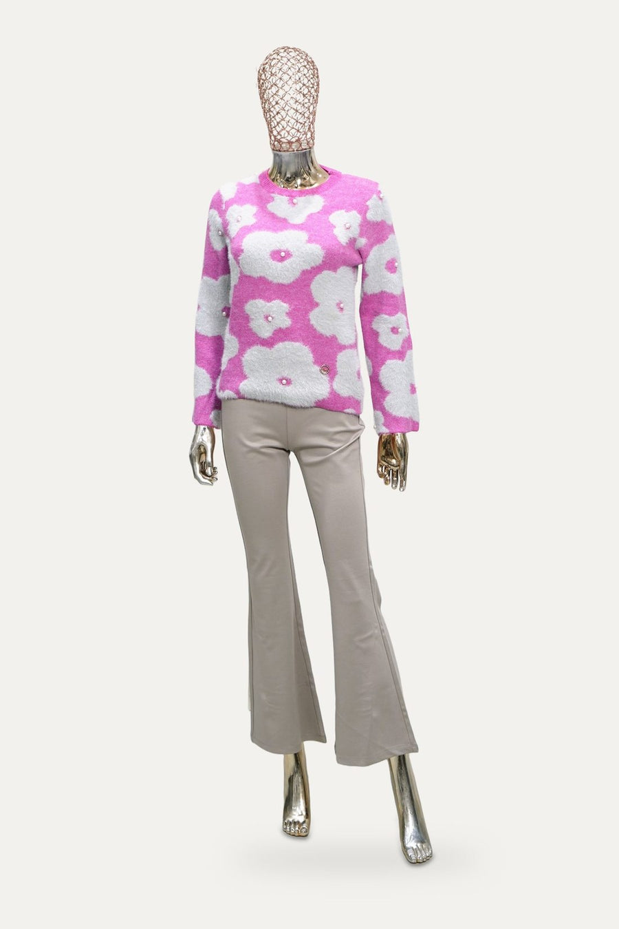 Floral Jacquard Sweater in Pink