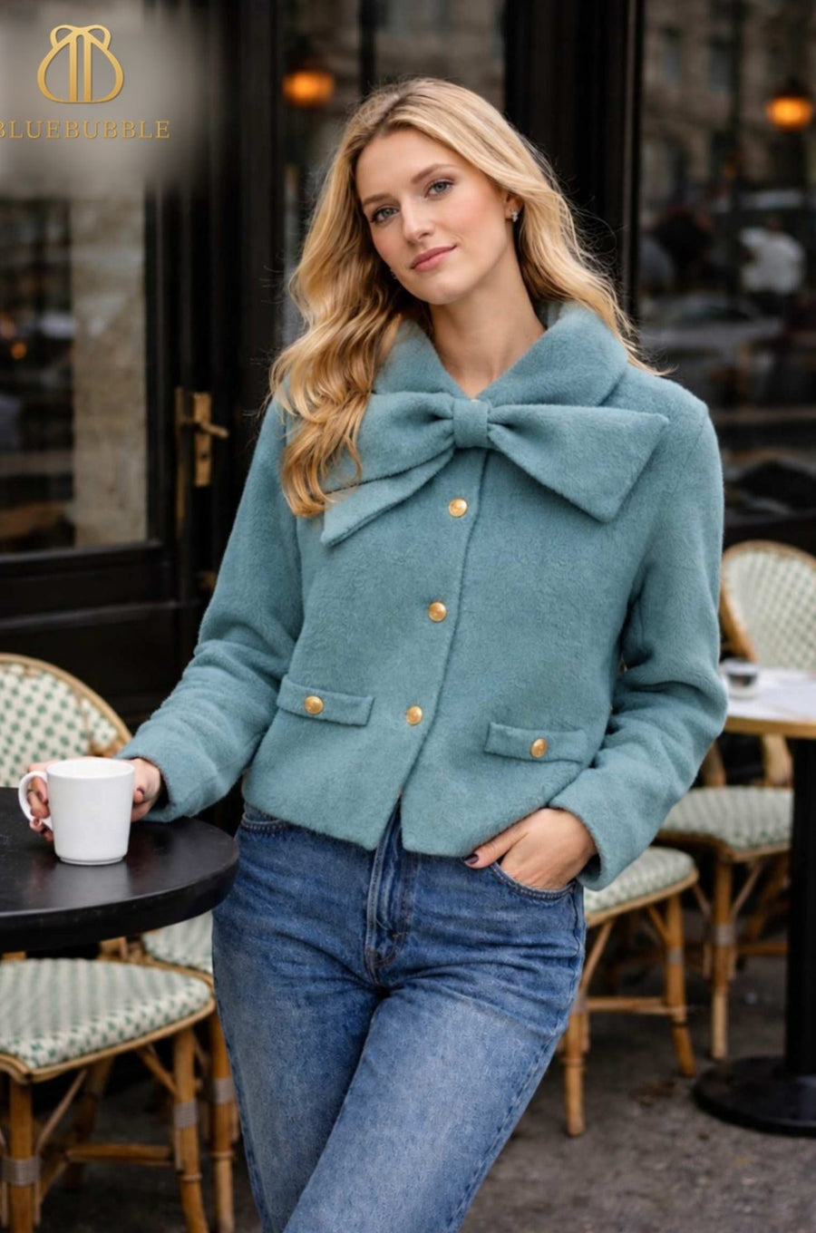 Grey Bow Collar Jacket from the Blue Bubble Winter 2026-27 collection