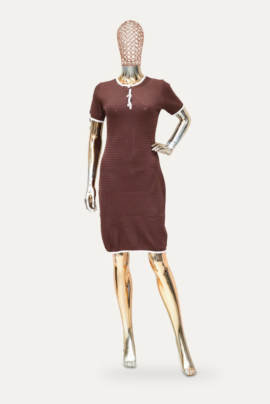 Keyhole Knit Bodycon Dress in Maroon