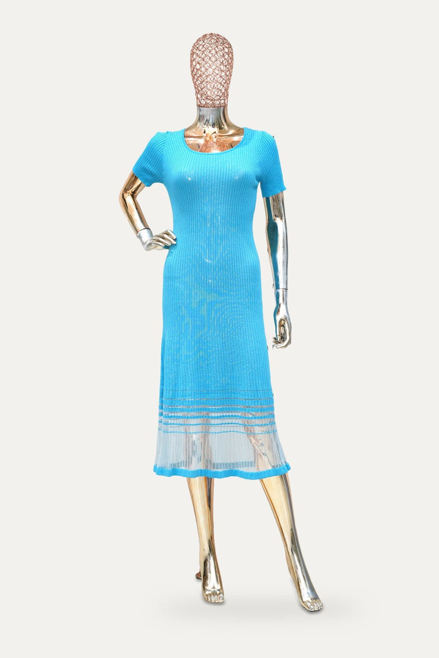Knit Midi Dress in Turquoise