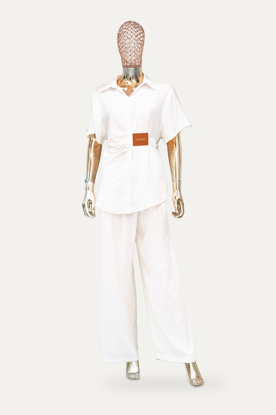 Leather Tab Shirt Co-ord Set in White