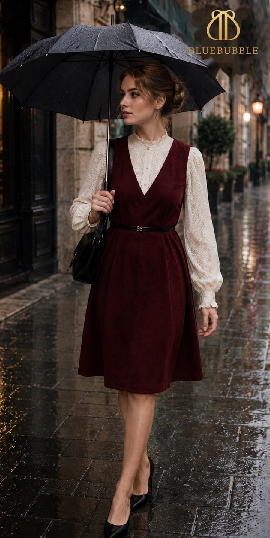 Maroon Pinafore Dress Set from the Blue Bubble Winter 2026-27 collection