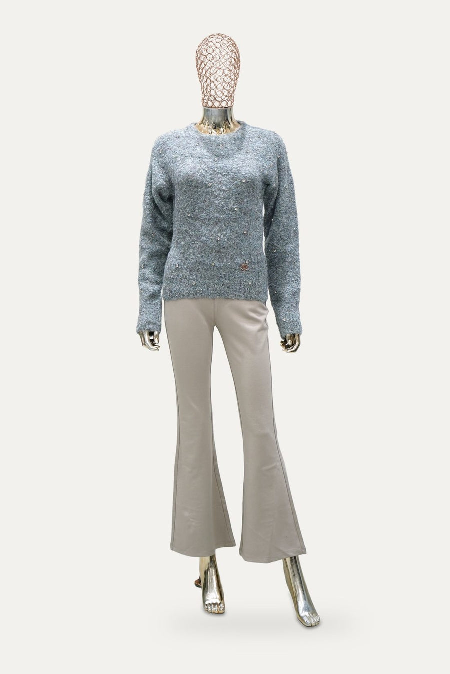 Melange Crew Sweater in Blue Grey