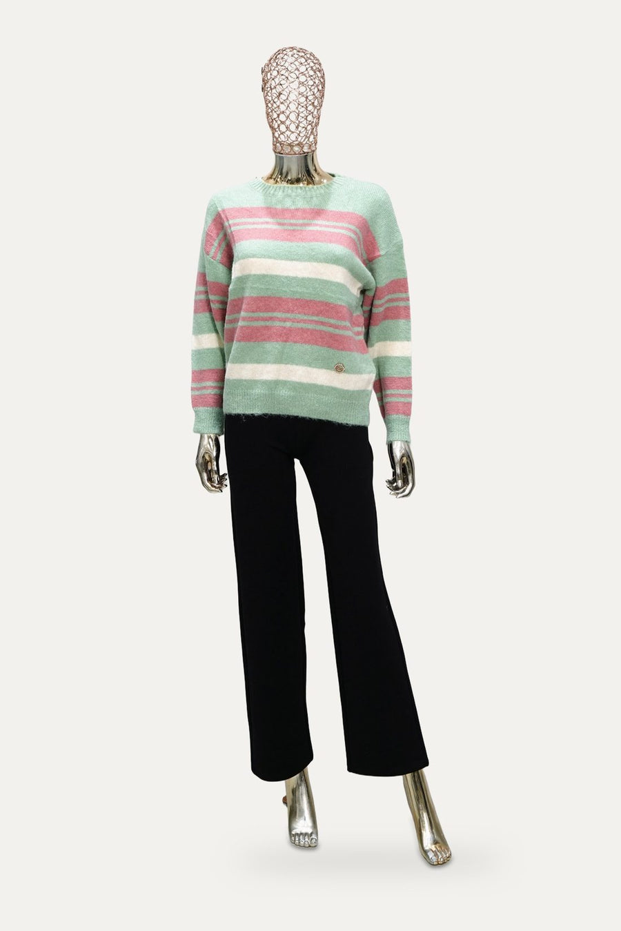 Pastel Stripe Sweater in Mint Pink