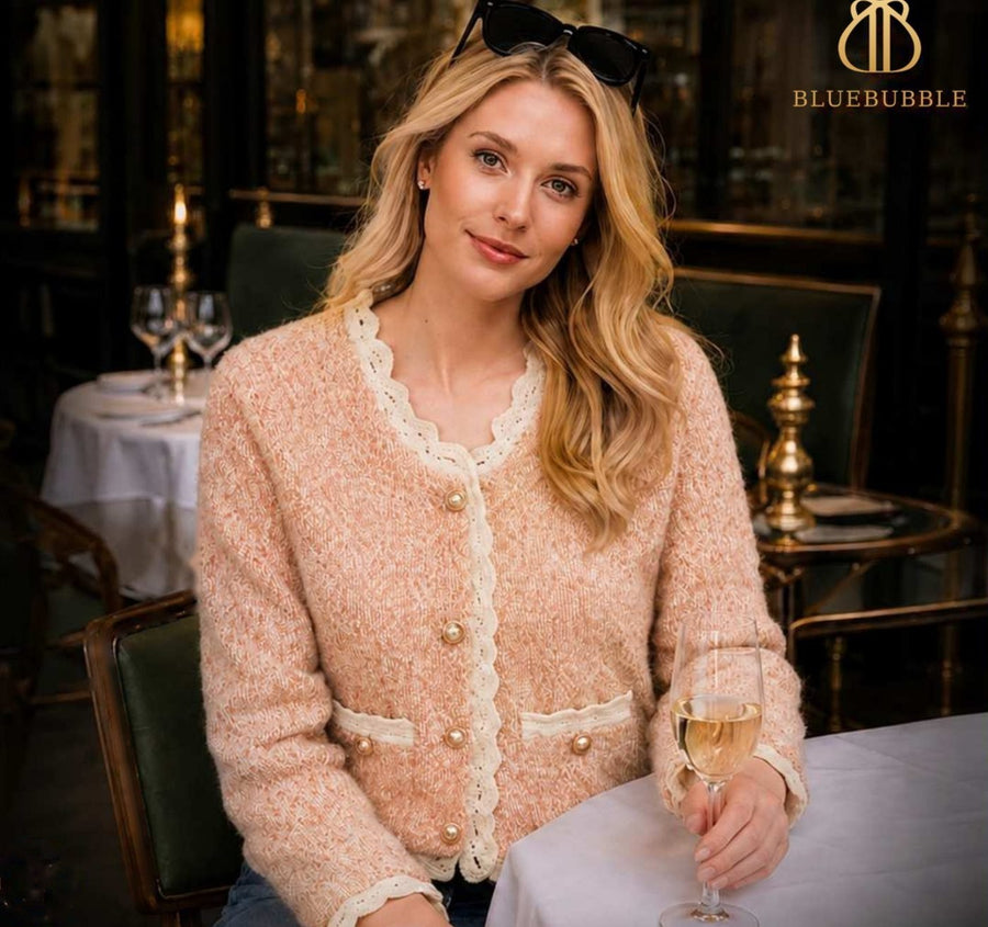 Peach Tweed Cardigan from the Blue Bubble Winter 2026-27 collection