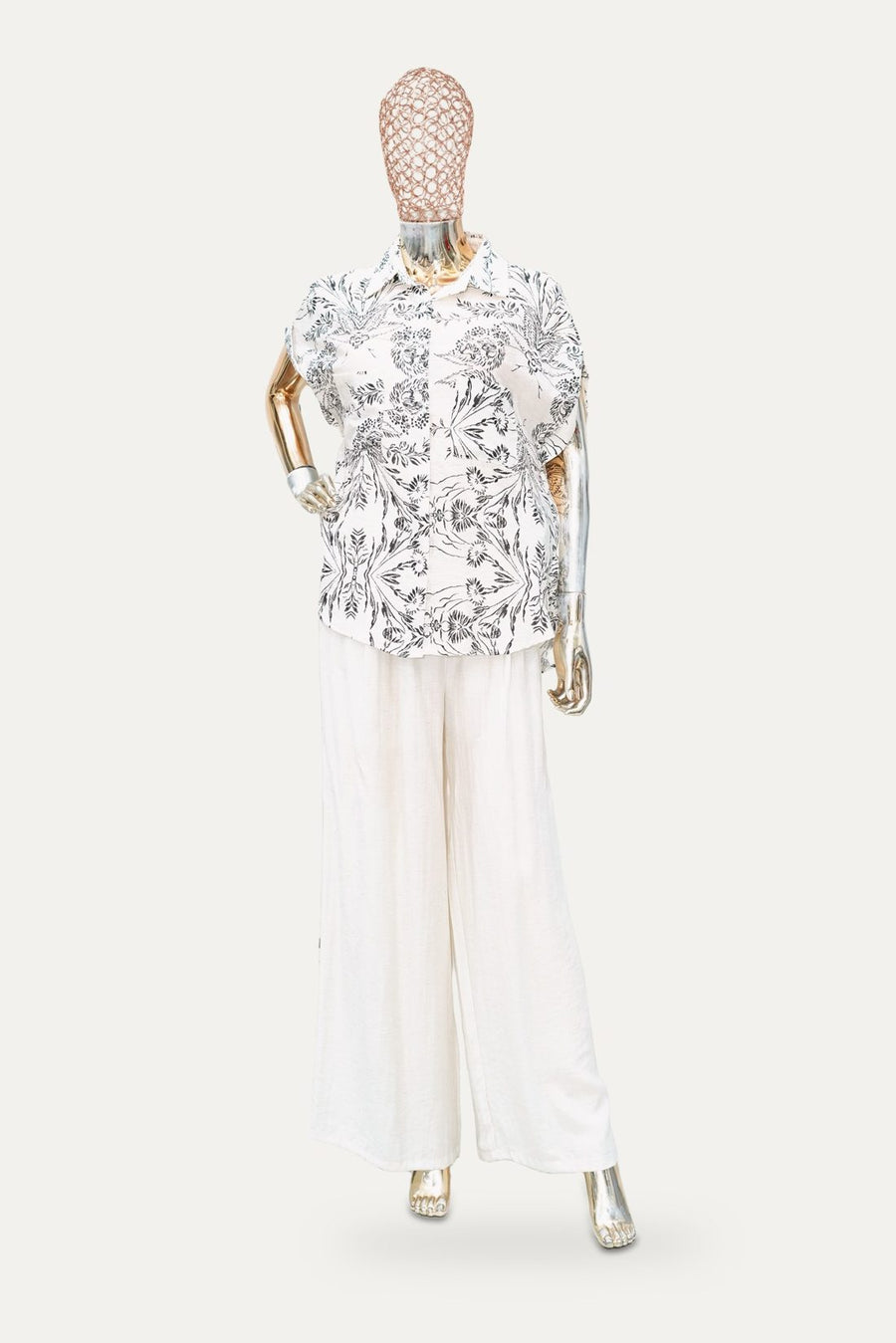 Printed Shirt Co-ord Set in Ivory Print