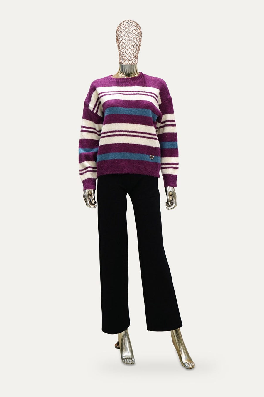 Purple Stripe Sweater in Purple