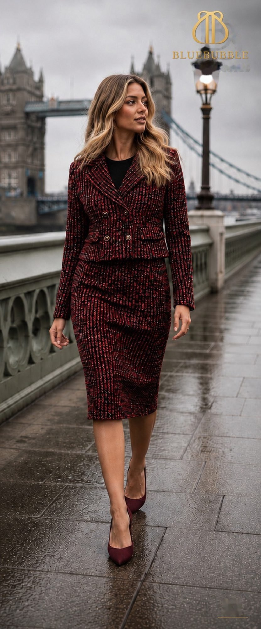 Red Textured Dress Set from the Blue Bubble Winter 2026-27 collection