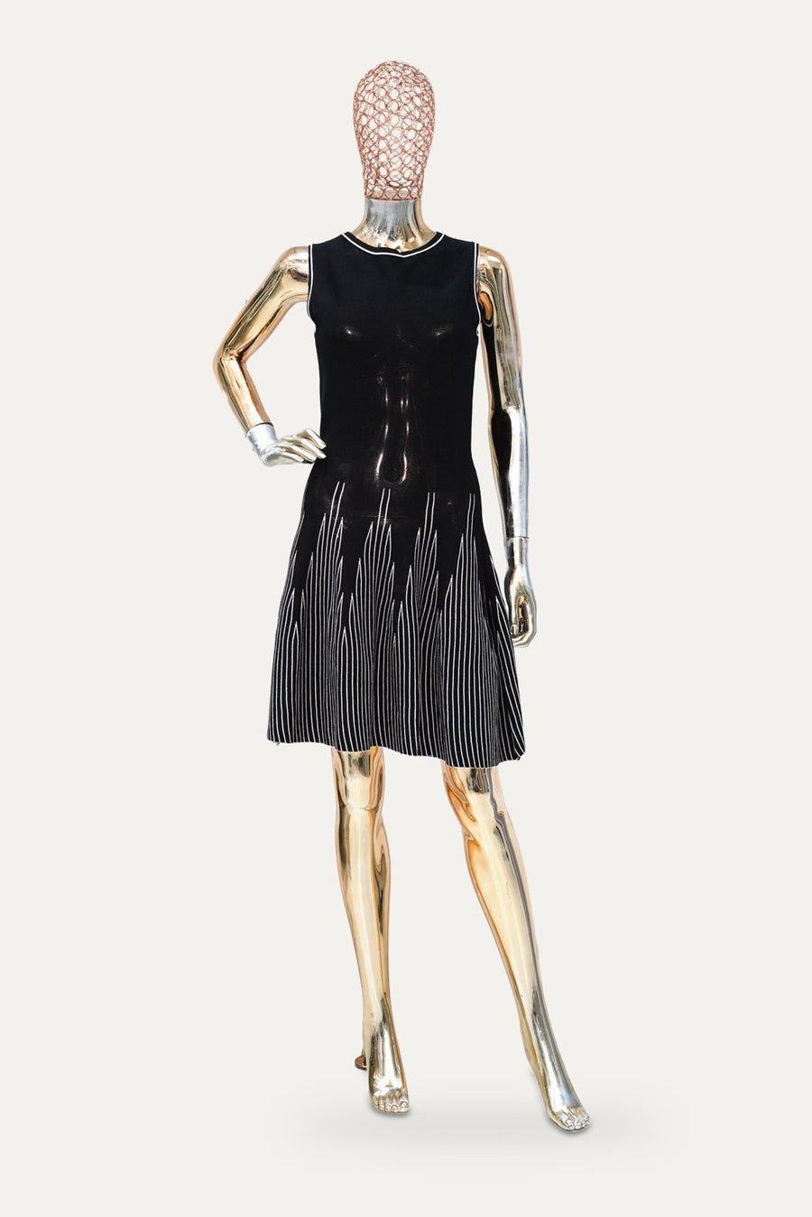 Sleeveless Knit Flare Dress in Black