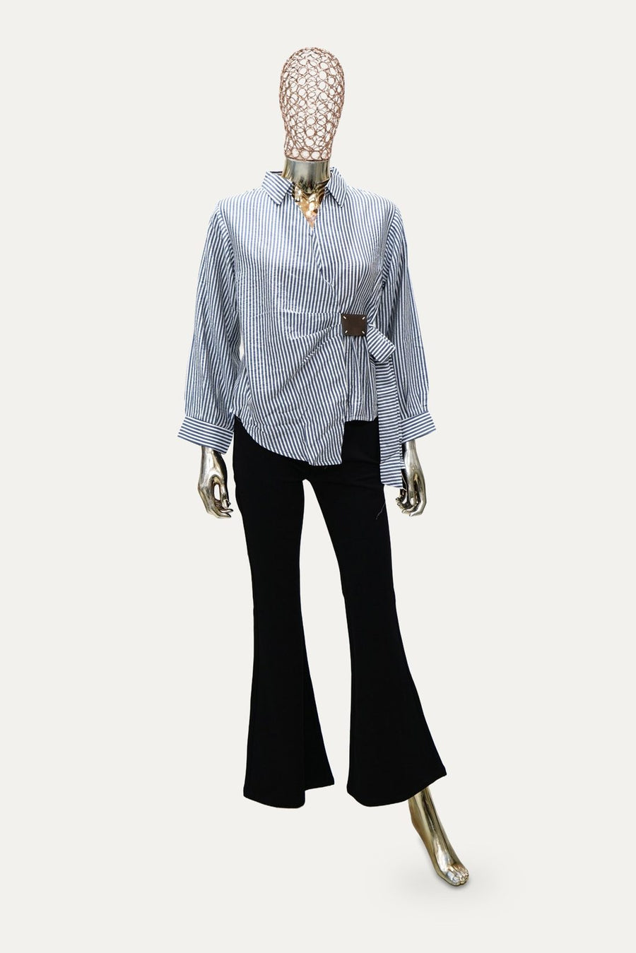 Striped Wrap Shirt in Blue