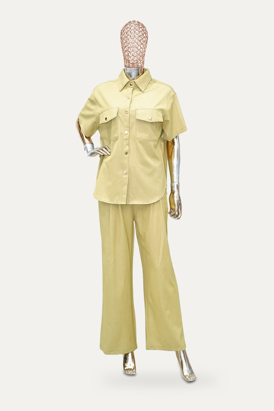 Utility Pocket Shirt Co-ord Set in Lemon